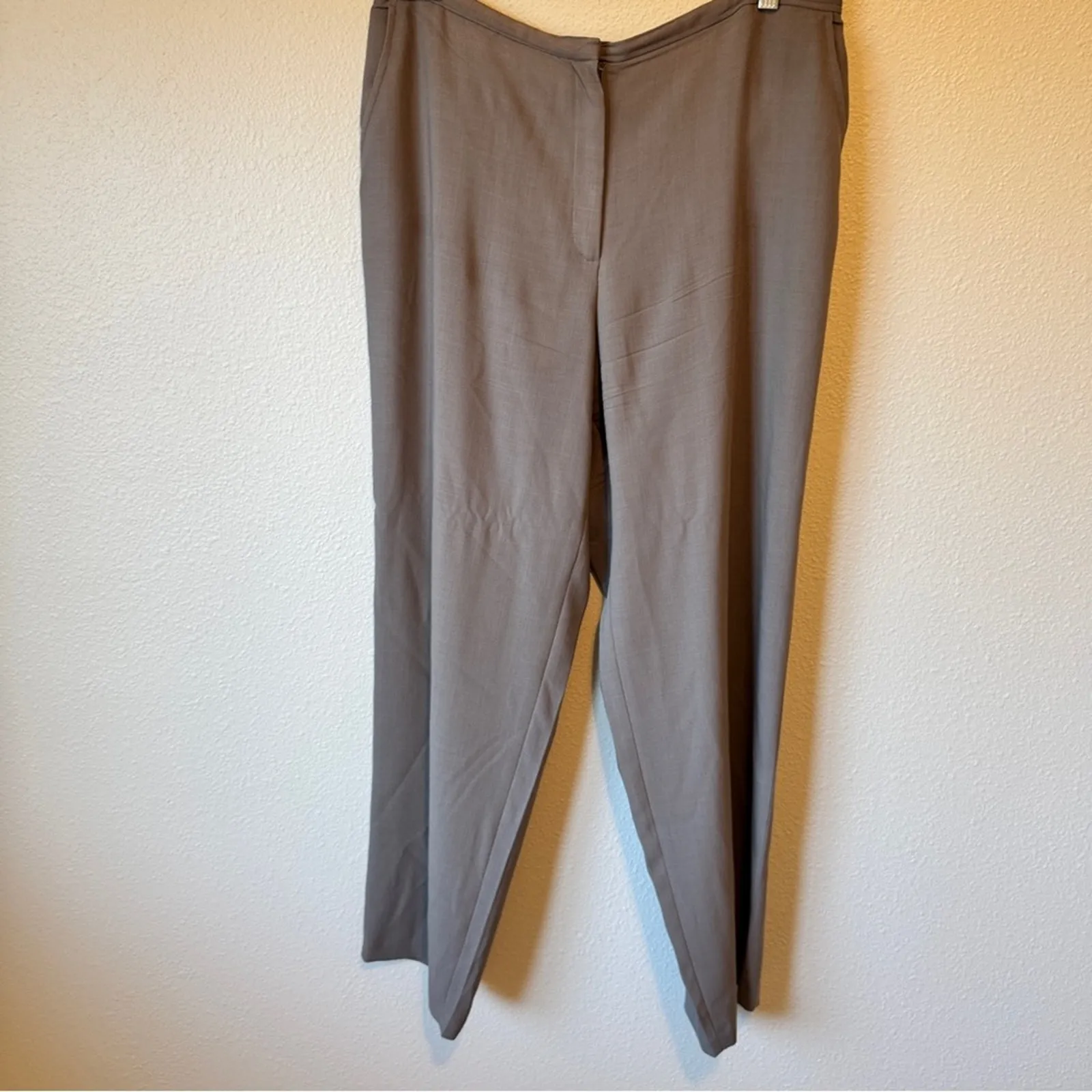 Eileen Fisher Brown Wool Straight Leg Trouser Dress Pants Womens L Lagenlook - Image 3