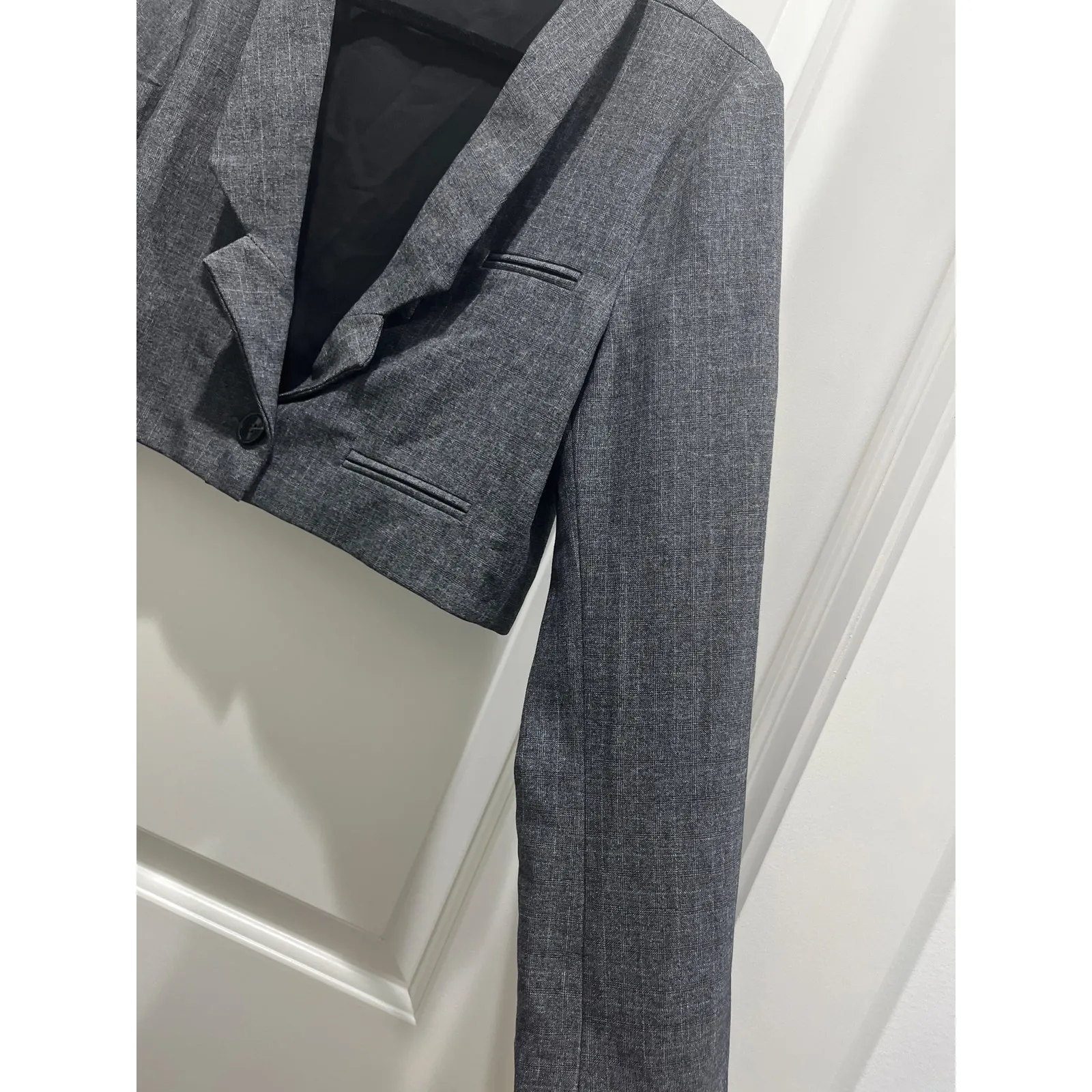 For Love And Lemons Turner Cropped Blazer in Grey Sz S - Image 5