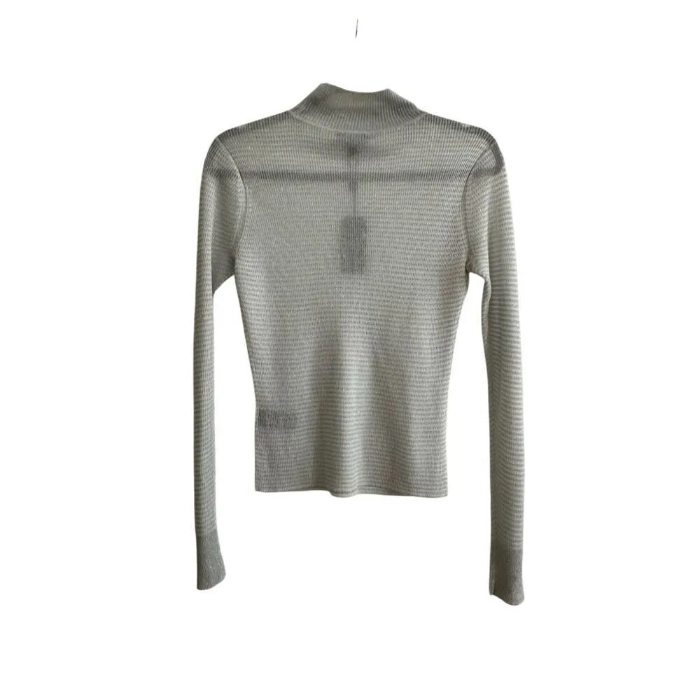 NWT Rag Bone  Raina Silver Lurex Striped Turtleneck Sweater Size S - Image 4