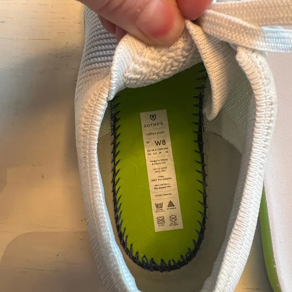 Rothy’s Woman’s The Lace‎ Up Vanilla Knit Sneakers Tennis Shoes Size 8 Washable - Image 8