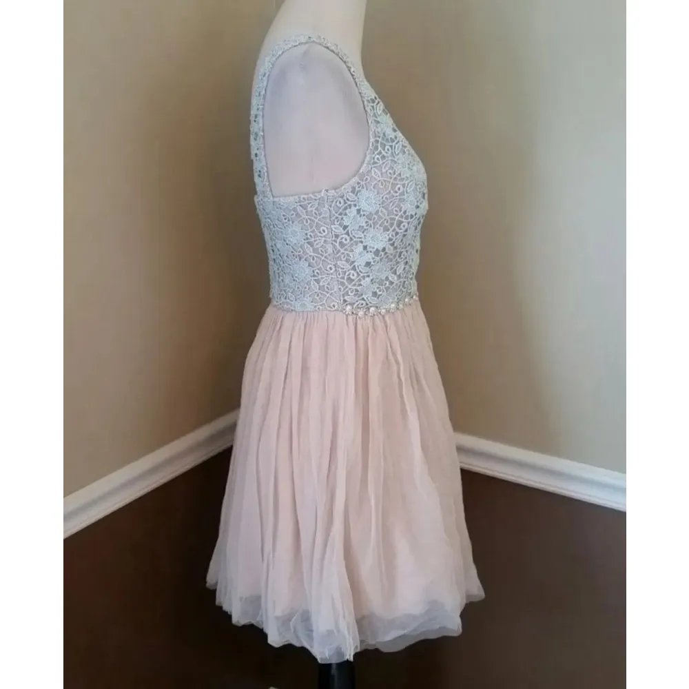 Pastel Blue Lace Beige Tulle Ballerina Dress by City Triangles from Modcloth - Image 5