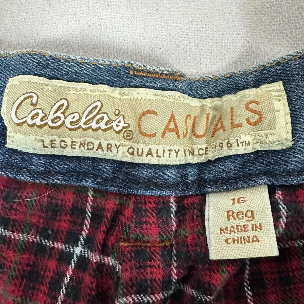 Cabela's Casuals Women's Jeans Size 16 Reg Plaid Lining 98% Cotton 2% Spandex - Image 3