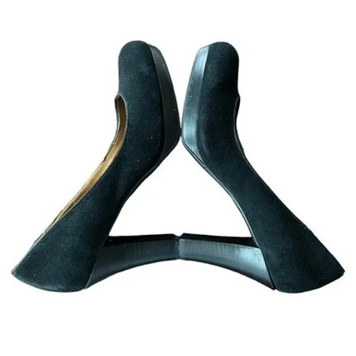 Adrienne Vittadini Black Suede Platform Block Heel Pumps Women's Shoes - Image 4