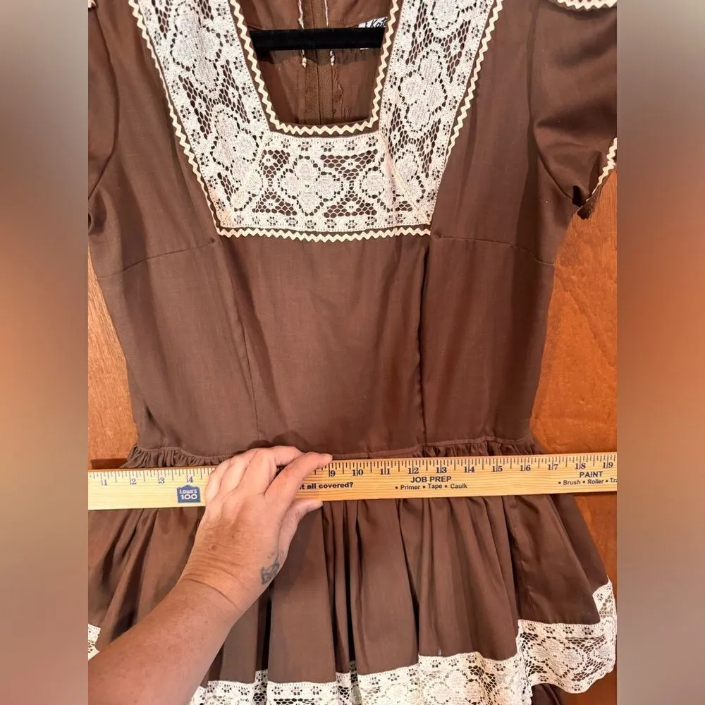 Kate Schorer Vintage 60s 70s Brown Polka Dot Swing Dress Kate Schorer Western M Size M - Image 7