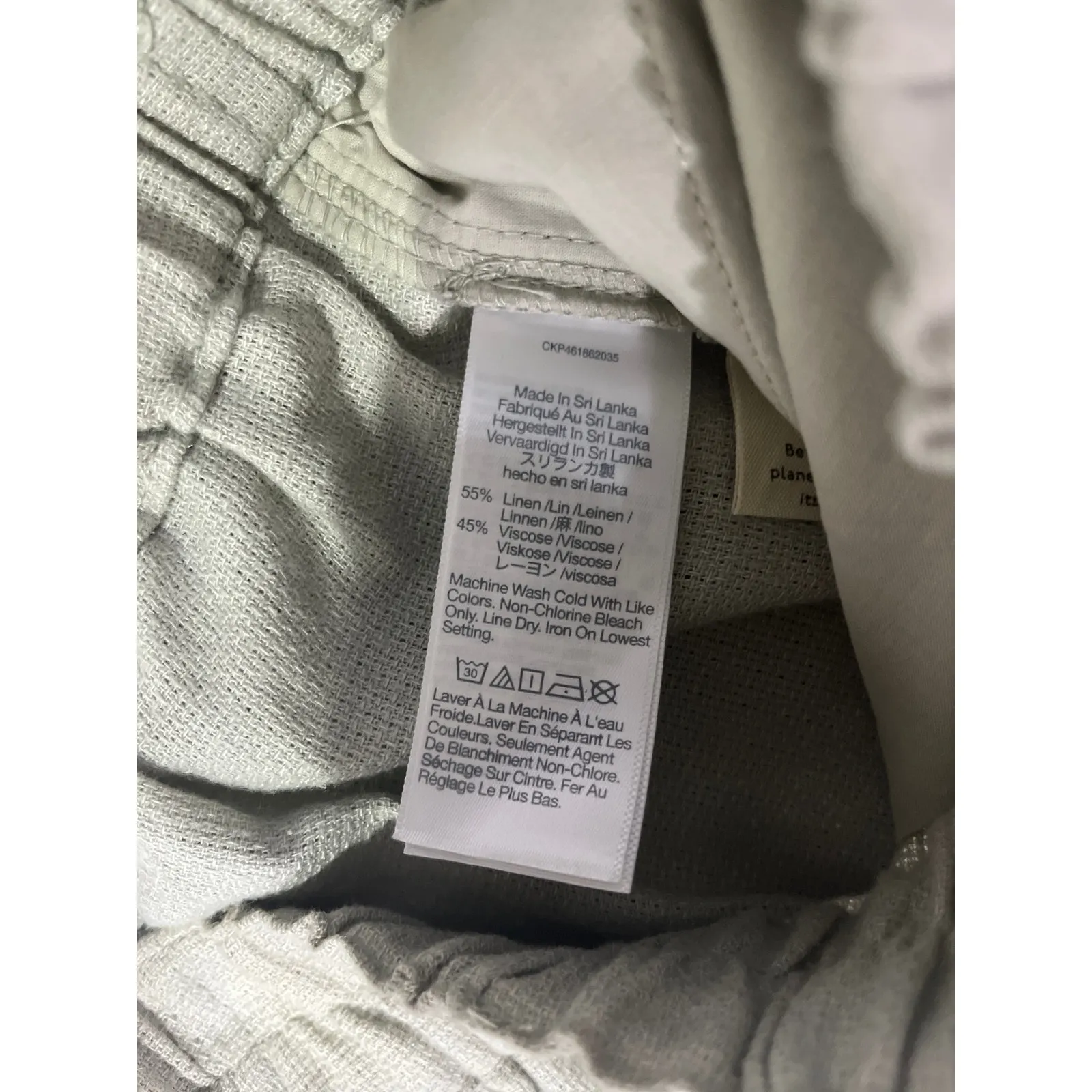 Madewell Linen Breeze Woven Pull-On High Rise Straight Pants in Sage Sz S - Image 7