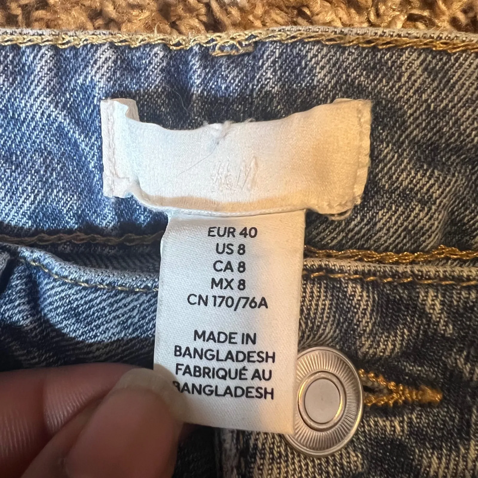 H&M Womens Blue Denim Jeans Size 8 High Rise Straight Leg Cotton Blend - Image 2