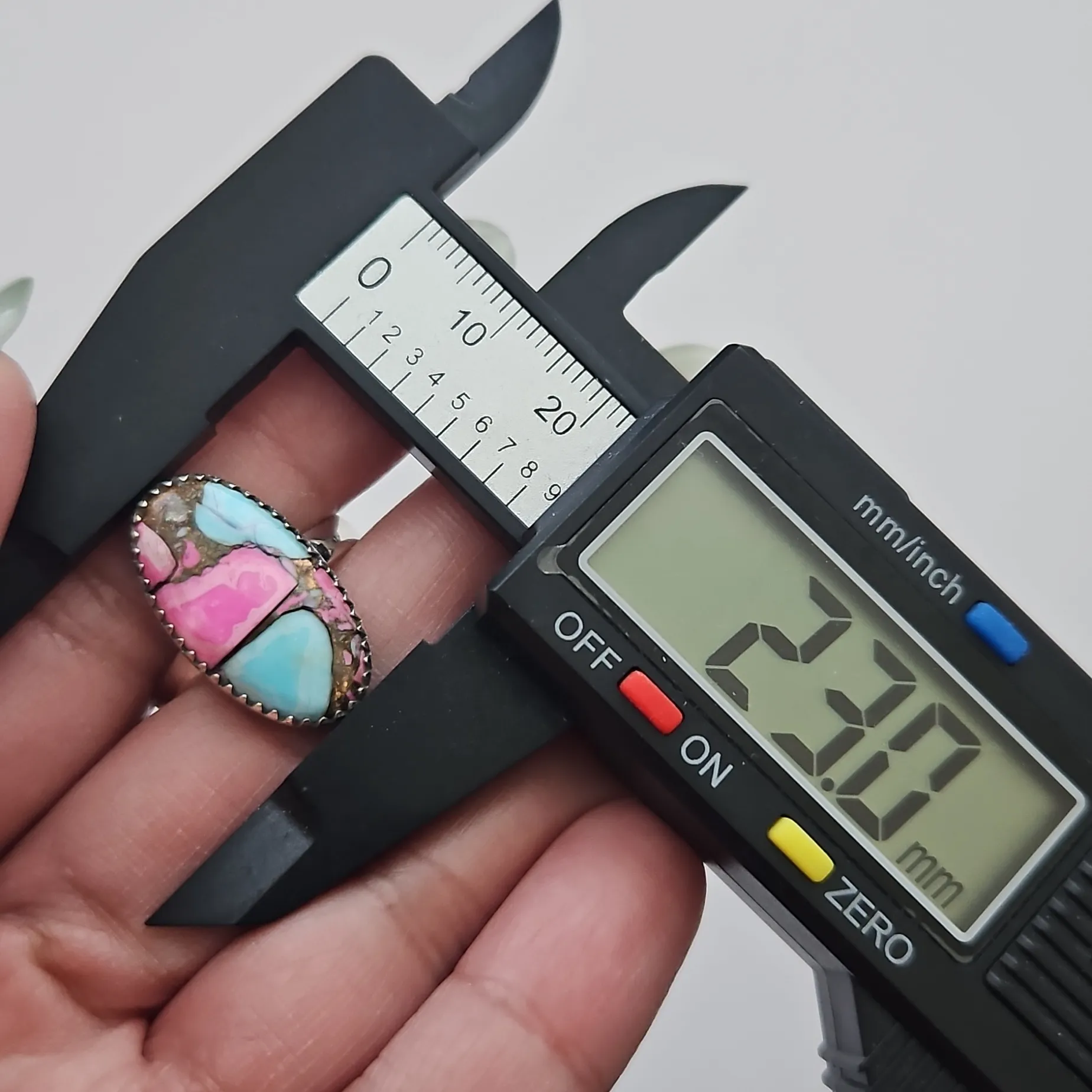 Cotton Candy Turquoise Oval Ring Size adjustable - Image 6