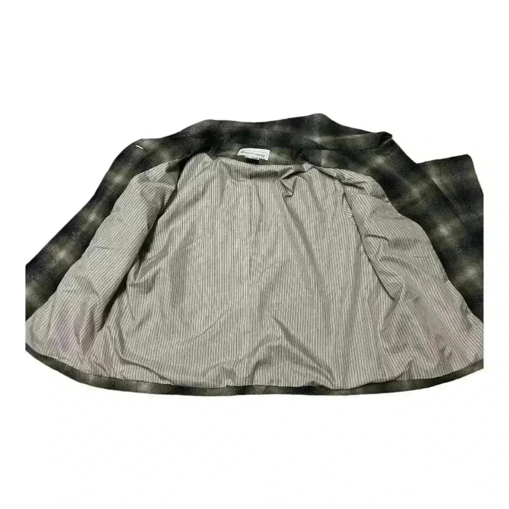 Elliott Lauren Women's Size 4 Plaid 100% Wool Flare Sleeve Crop Pea Coat Jacket Brown - Image 8