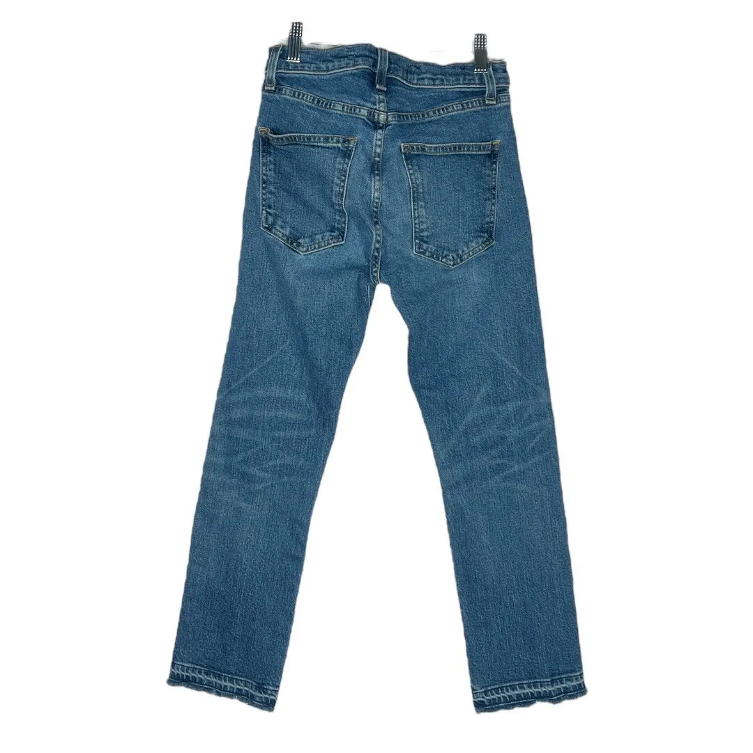 Veronica Beard Ines Girlfriend Jeans High Rise Cropped Frayed Hem Chic Denim 24" - Image 2