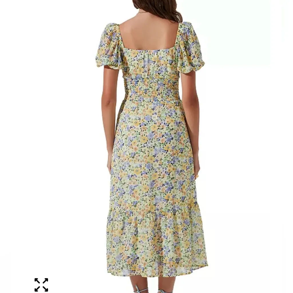 ASTR the Label Women's Irma Floral Print Midi Dress Yellow Size Small - Image 3