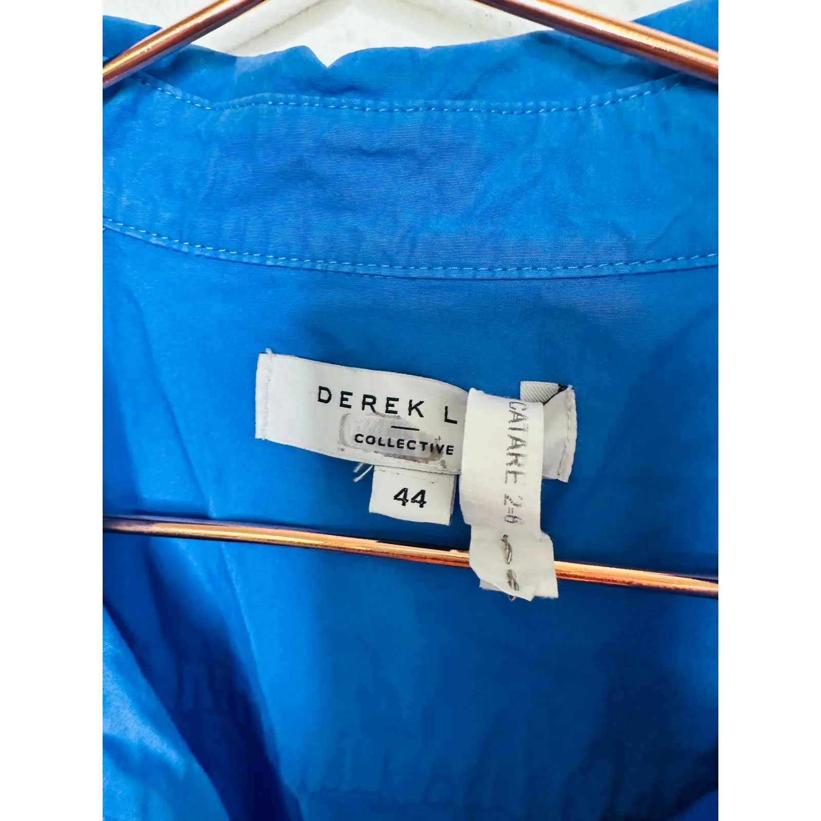 DEREK LAM 10 CROSBY x RTR Blue Dip Dye 100% Cotton Button Front Midi Dress 44 Size undefined - Image 7