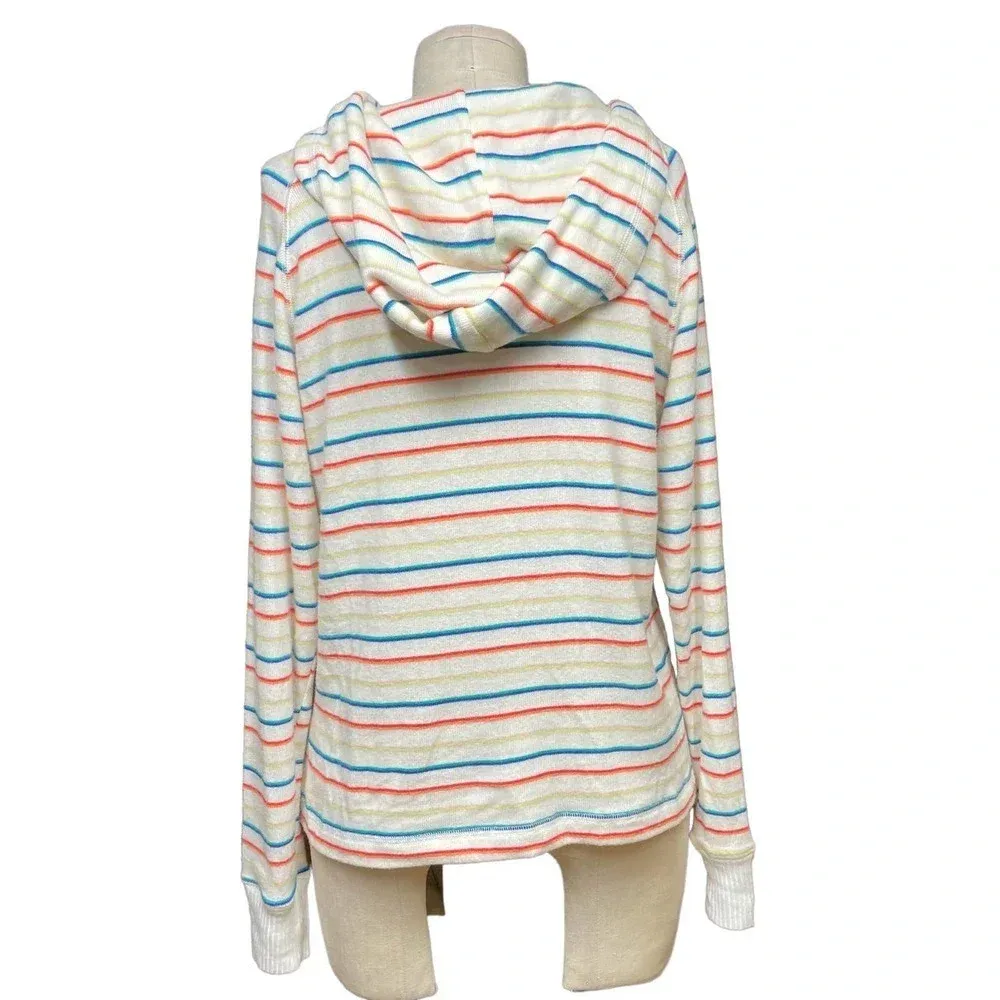 LNA Brushed Carly Striped Hoodie Sweater White Colorful‎ Size XS - Image 9