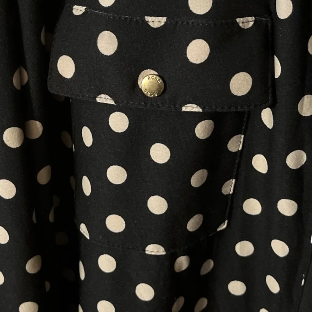 BCBgMazAzaria Polka Dot Epaulet Button Down Blouse - Image 6