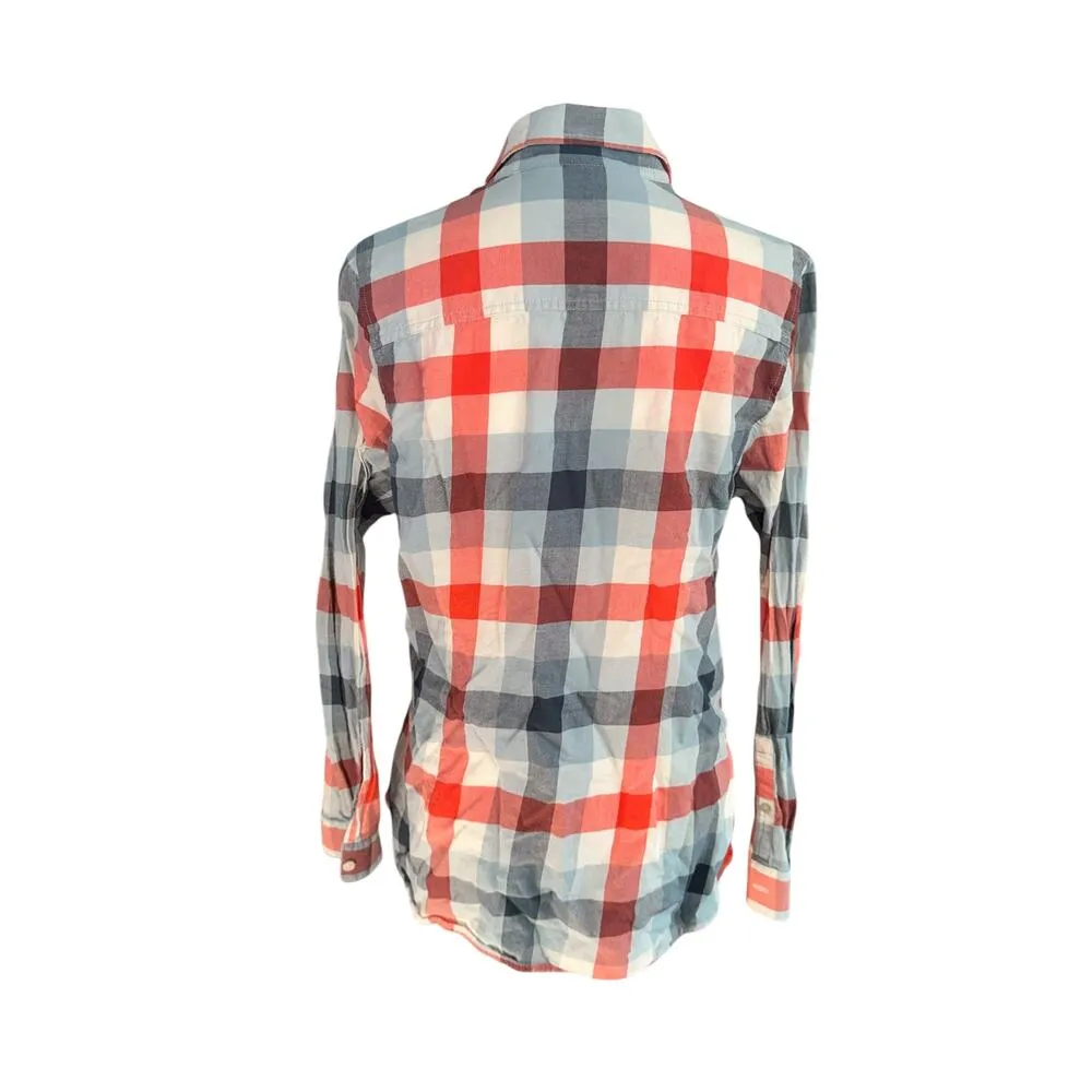 Northface Women's Flannel Button Down Blue Red White Large - Image 3