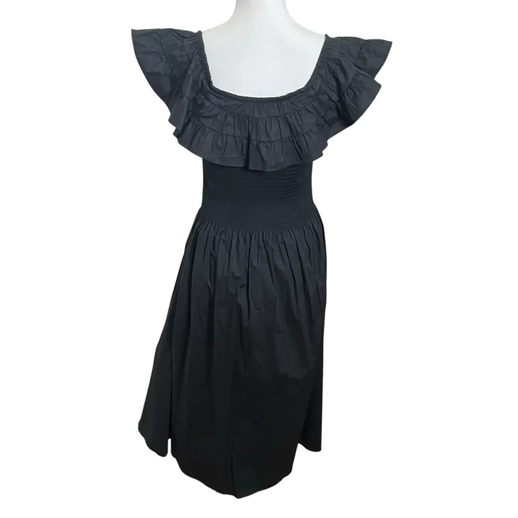 Hill House Home Akilah Black Nap Dress Off Shoulder Midi Women’s Size Small - Image 6