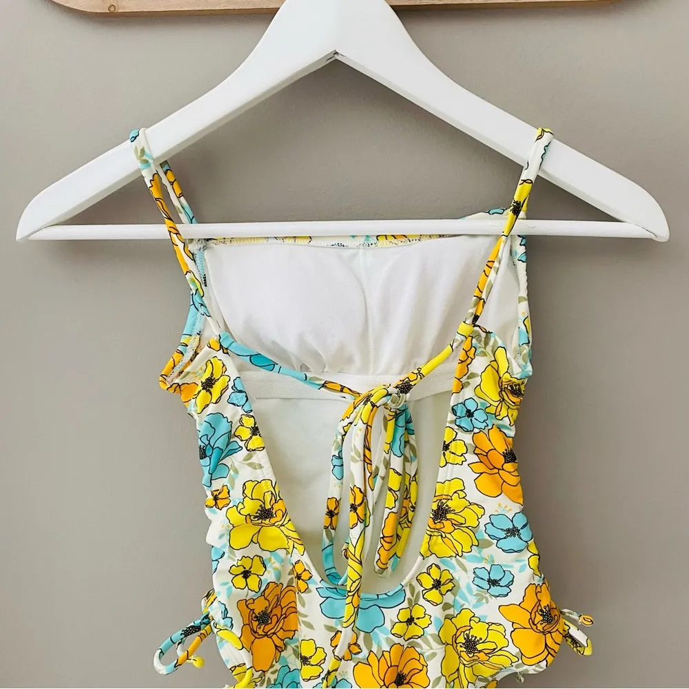 Xhilaration Floral Print Side-Cinch One Piece Swimsuit Sz XS - Image 6