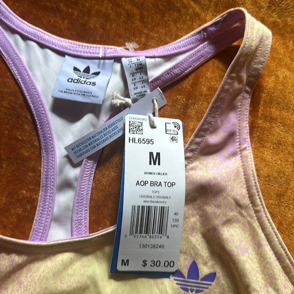 Allover Print Bra Top L NWT Bliss Lilac / Almost Yellow - Image 3
