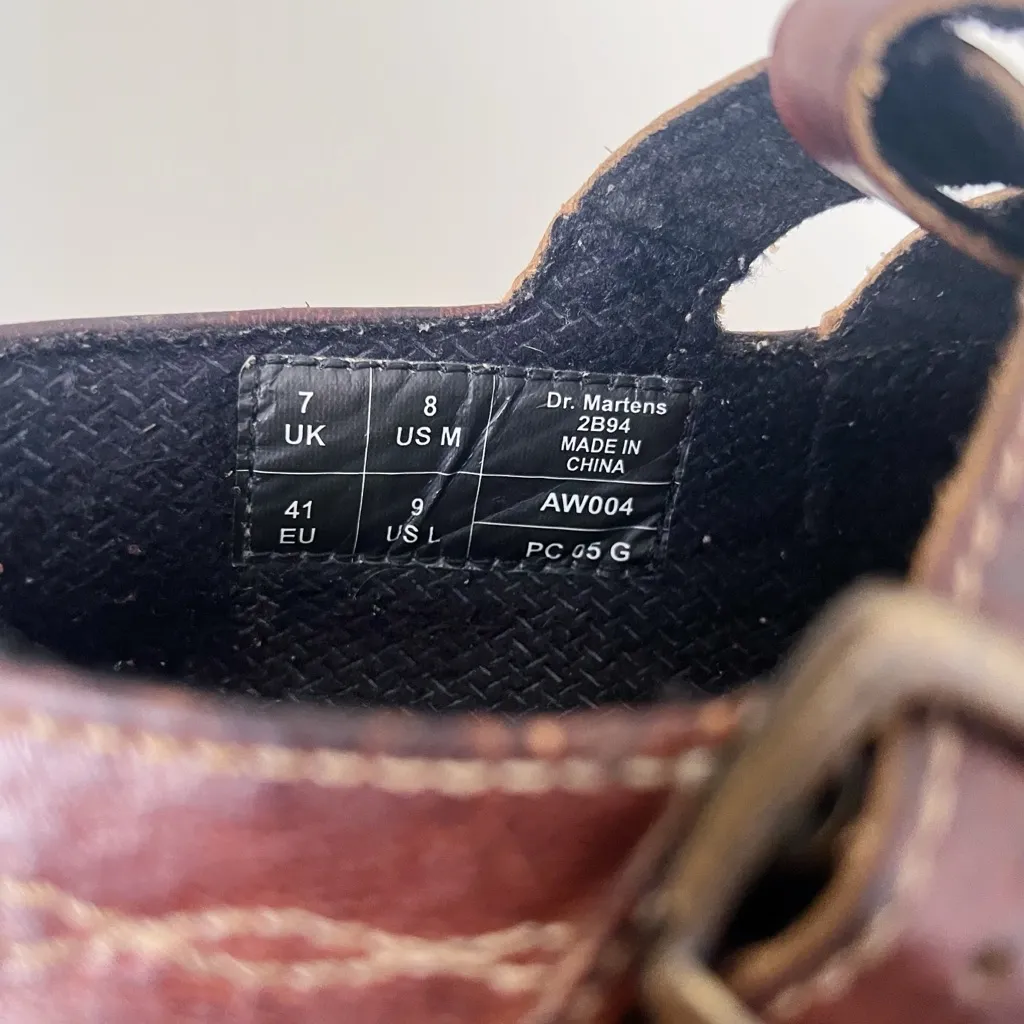 Dr Martens • vintage platform mary janes 2B94 brown leather t-strap cutout - Image 5