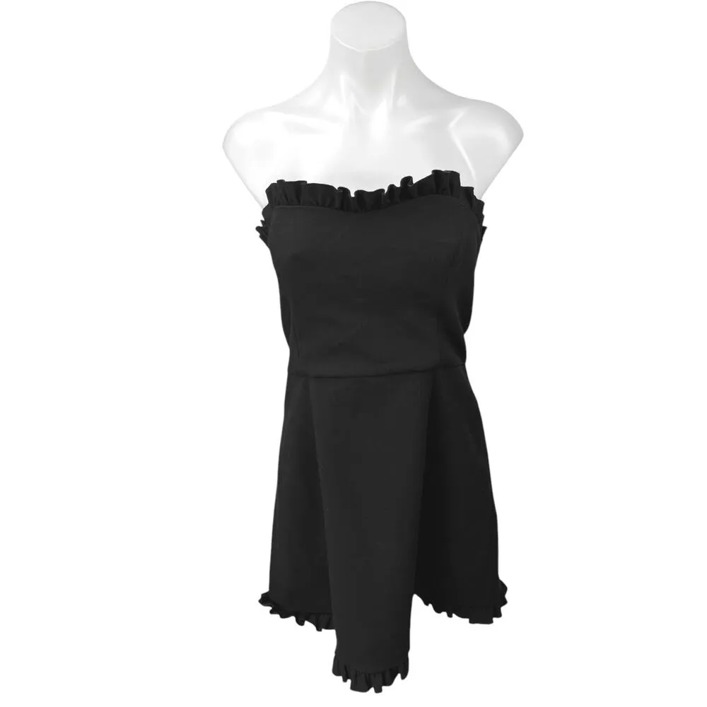 French Connection Whisper Ruth Black Ruffled Strapless Mini A-line Tube Dress 8 - Image 4