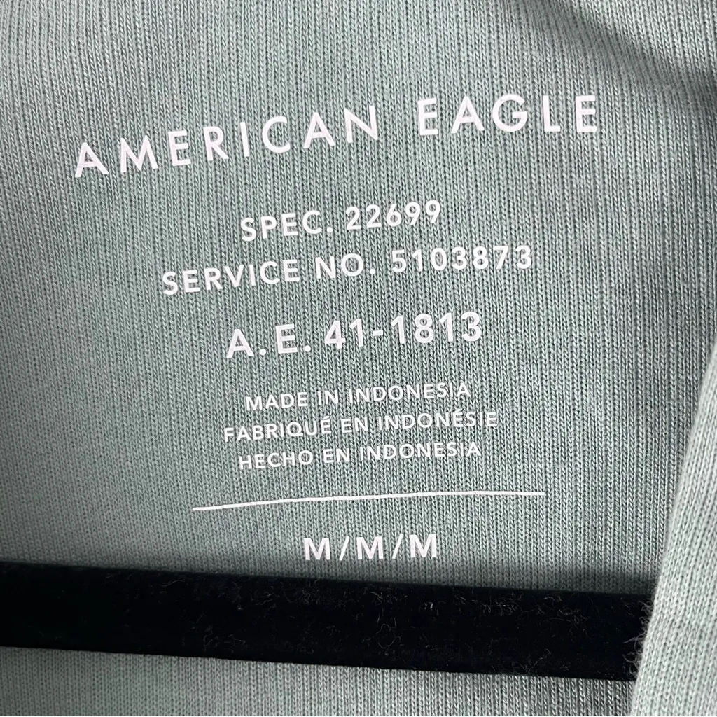 AMERICAN EAGLE Green Chest Pockets Long Sleeves Hoodie Button Shacket Medium - Image 3