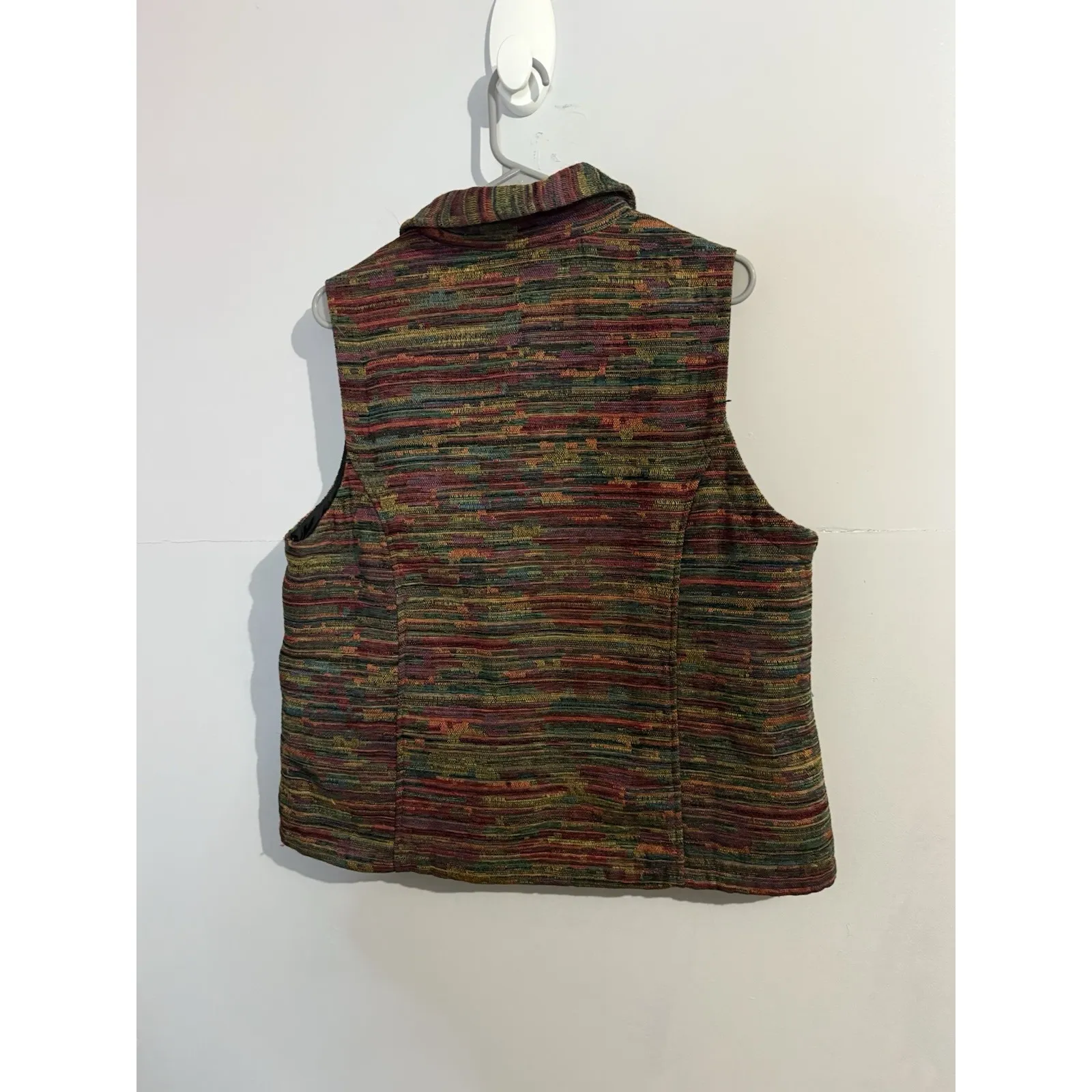 Christopher & Banks Womens Multicolor Tapestry Vest Woven XL Boho Western - Image 4