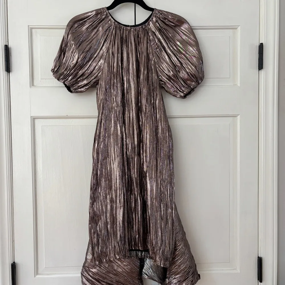Ulla Johnson Metallic Cheri Lamé Mini Dress Size 0 NWT XS Gold Copper Wrap Bow - Image 6