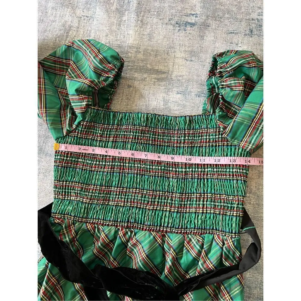 NWT! INC International Concepts Green Red Metallic Plaid Belted Midi Dress Small Green - Image 7