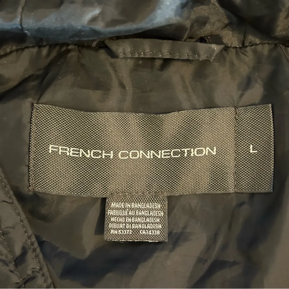 French Connection Puffer Vest Hooded Jacket FCUK Zipper Up Black Large - Image 6