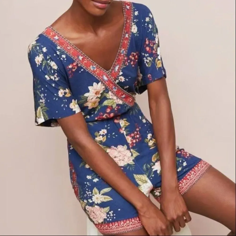 Farm Rio for Anthropologie Estelle Floral Jersey Romper size S - Image 3