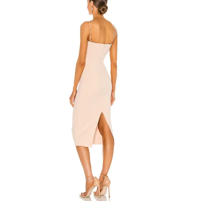 Misha X Revolve Bodycon Midi Dress Spaghetti Straps Size 2 Irisa Dress Pink NWOT - Image 5