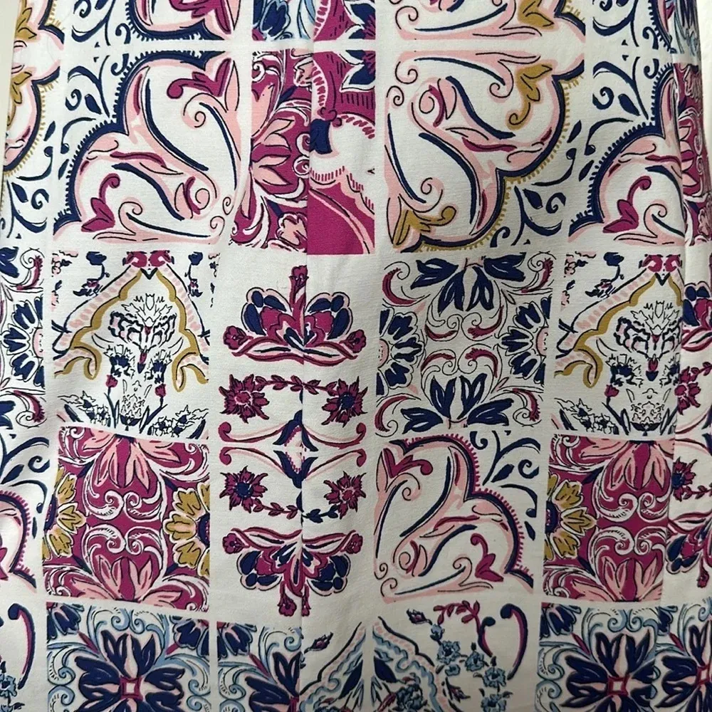 Crown Ivy Cotton Stretch Multi Colored White Eyelet Trim Sheath Dress Sz 12 - Image 9