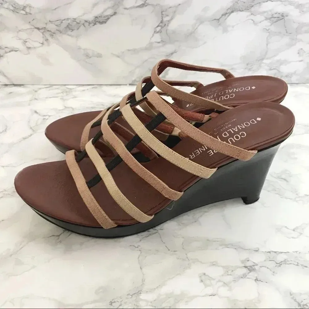 Donald J. Pliner Couture Strappy Wedge‎ Slides Brown Size 8 - Image 2