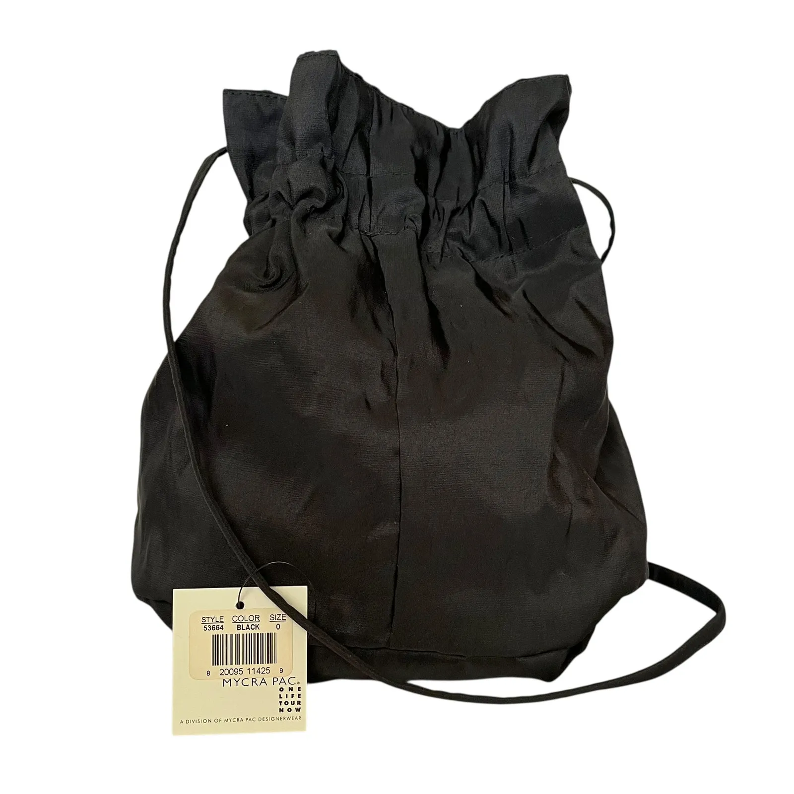 NWT Mycra Pac Reversible Black Velvet Scroll Nylon Drawstring Shoulder Bag - Image 7