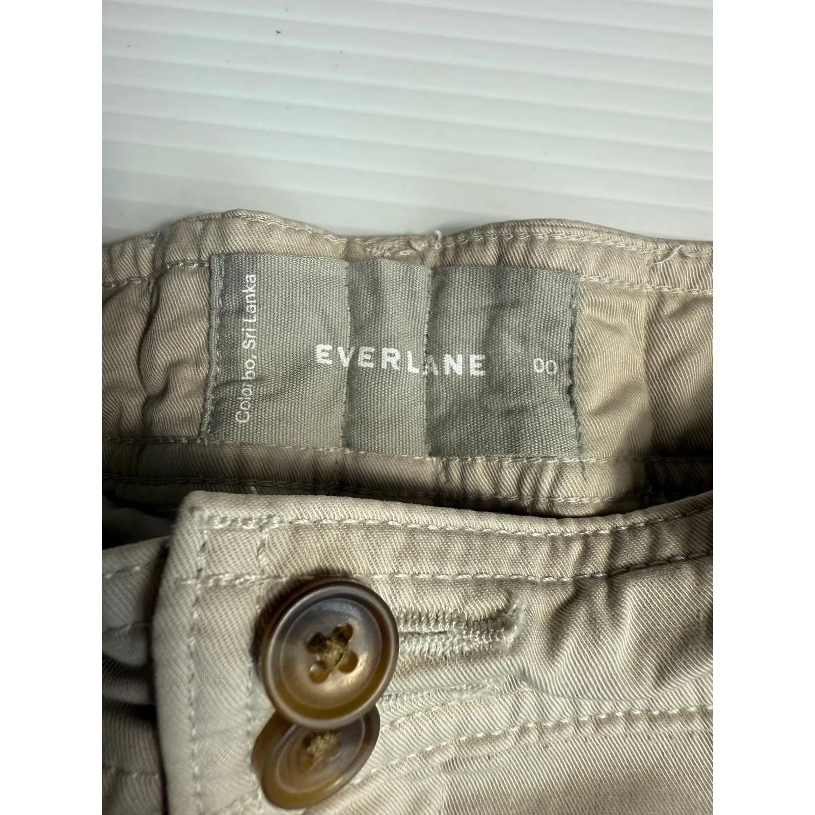 Everlane‎ Women's Size 00 Khaki Pleated Wide Leg Pants Trousers - Image 2