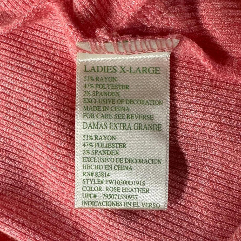 Green Tea X-Large Tunic Top Ribbed Short Sleeve Round Neck Stretch Twist Front - Image 6