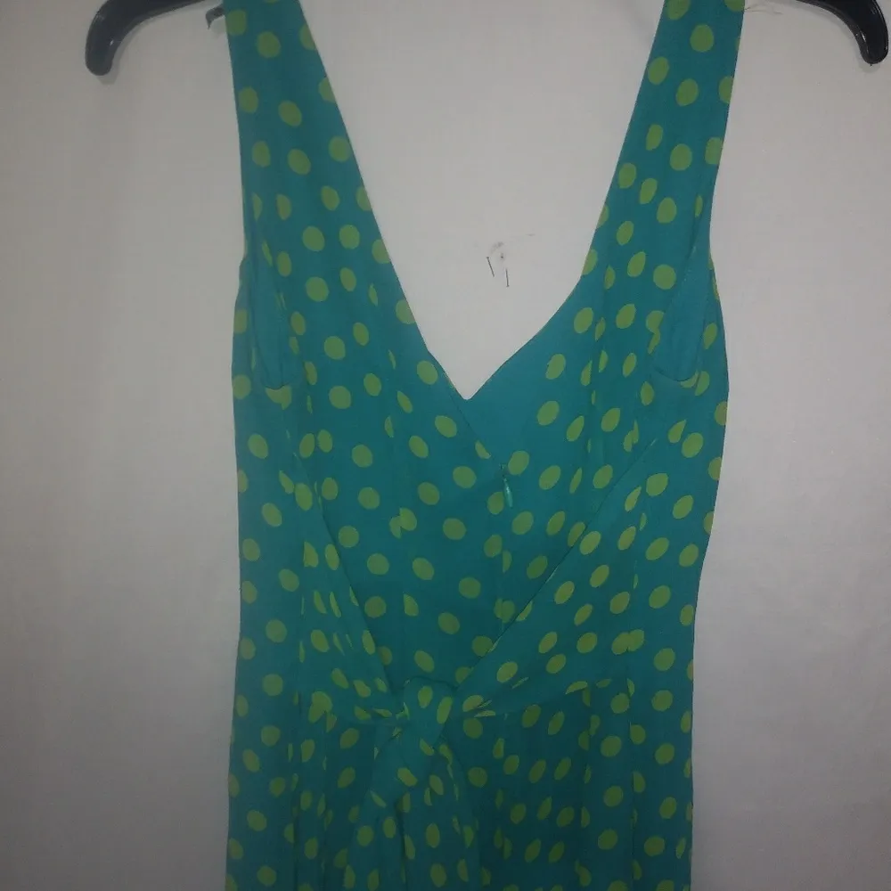 Dana Buchman 4 Silk Turquoise Lime Dot Dress - Image 3