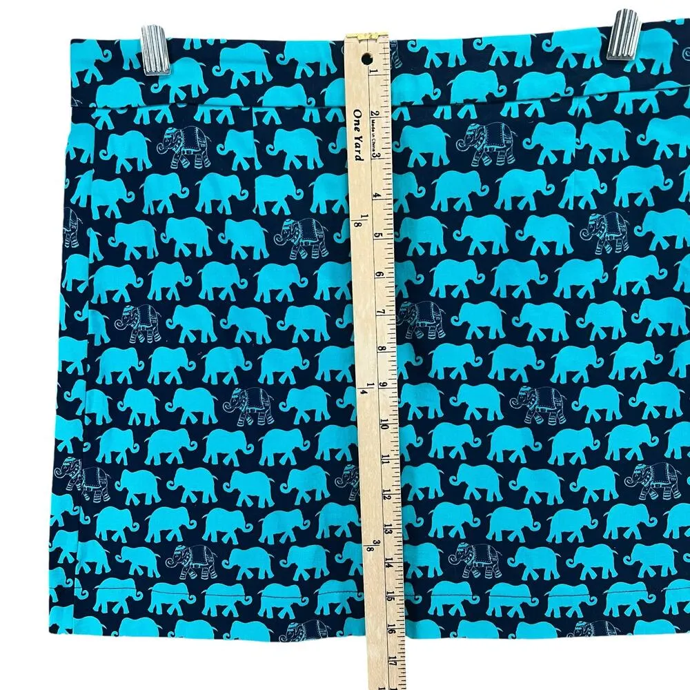 Tracy Negoshian Skirt Womens 4 Blue Teal Elephant Print Stretch Resort Coastal - Image 9
