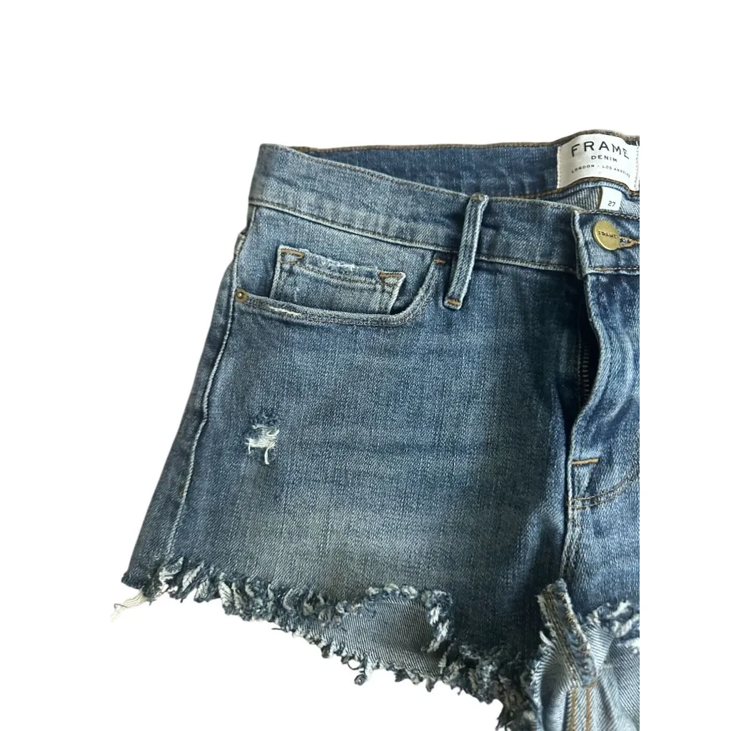 FRAME Light Wash Cutoff Studded Trim Denim Shorts Size 27 - Image 5