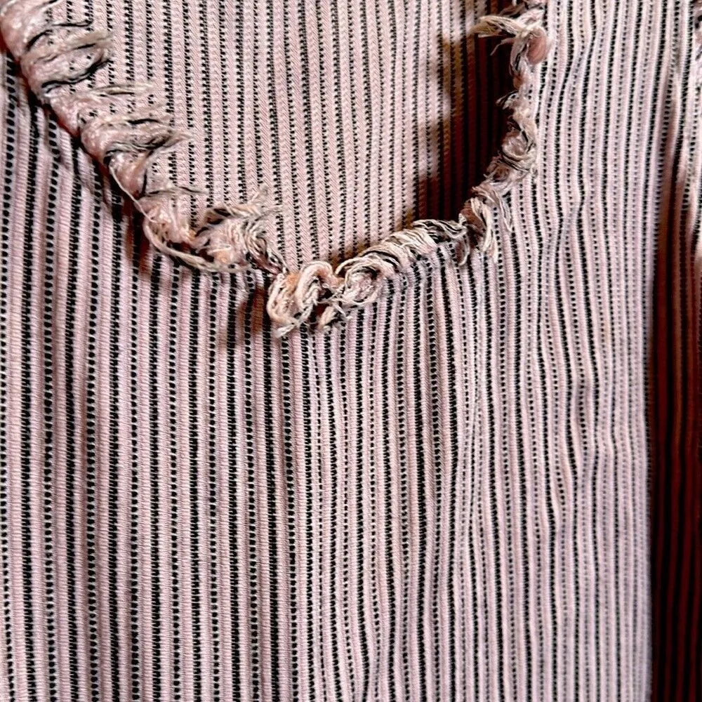 Maven West Striped Frayed‎ Fringe Tank Top Camisole Women's Small Pink Black - Image 2