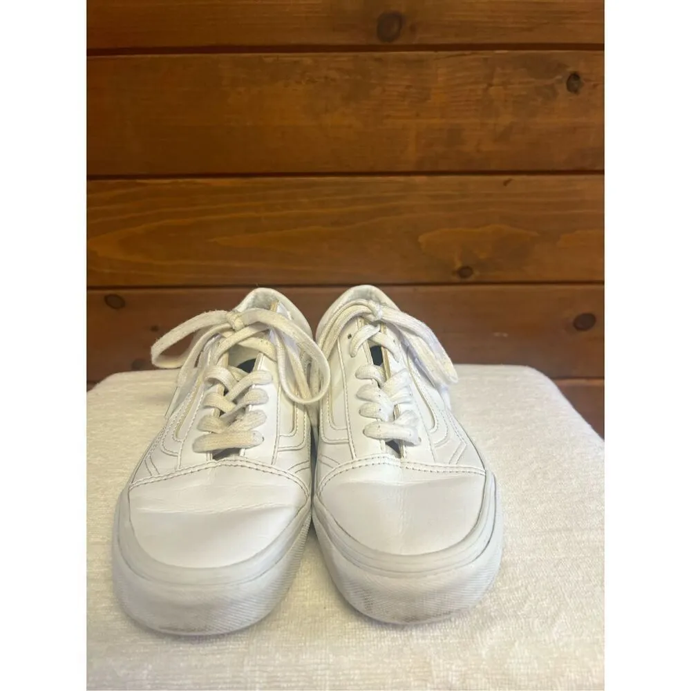 Vans Unisex Off The Wall 751505 White Leather Lace Up Sneaker Shoes Size 7 Woman - Image 7