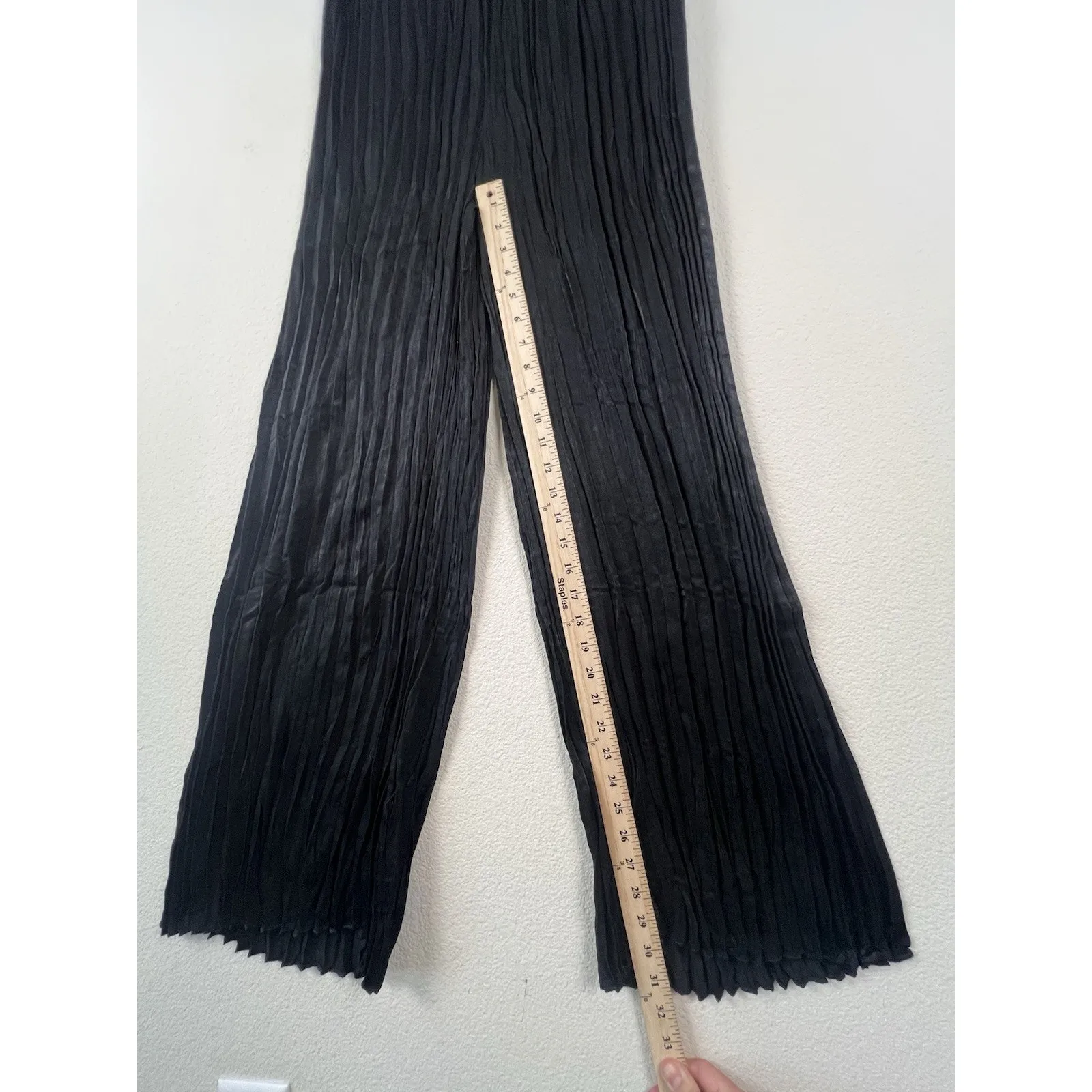 Bella Dahl Black Pleated Silky Finish Wide Leg Pants Women’s SZ M Elastic Waist - Image 10
