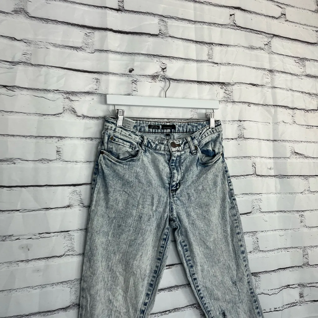 Seethrusoul High Rise Crop Skinny Jeans Acid Wash Women’s 27 Raw Hem Vintage Blue - Image 3