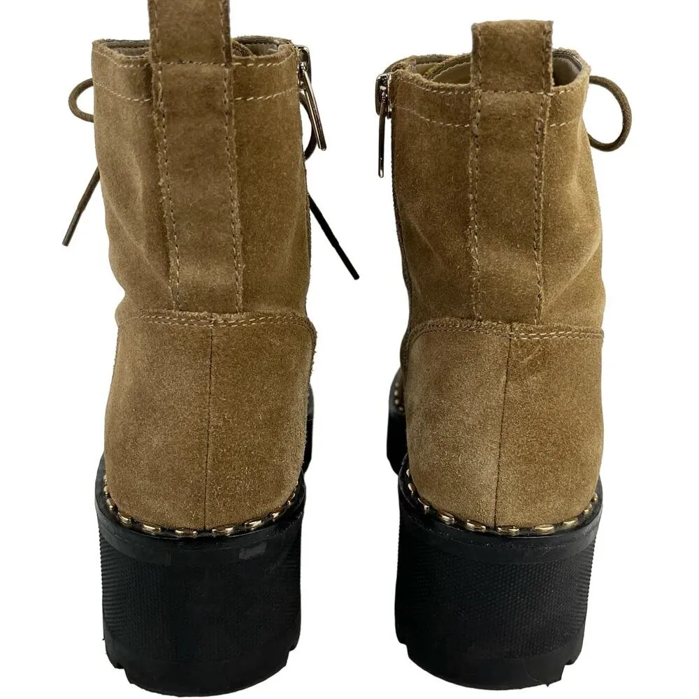 Vince Camuto Mecale Studded Combat Hiking Boot Suede Tan 8M - Image 4