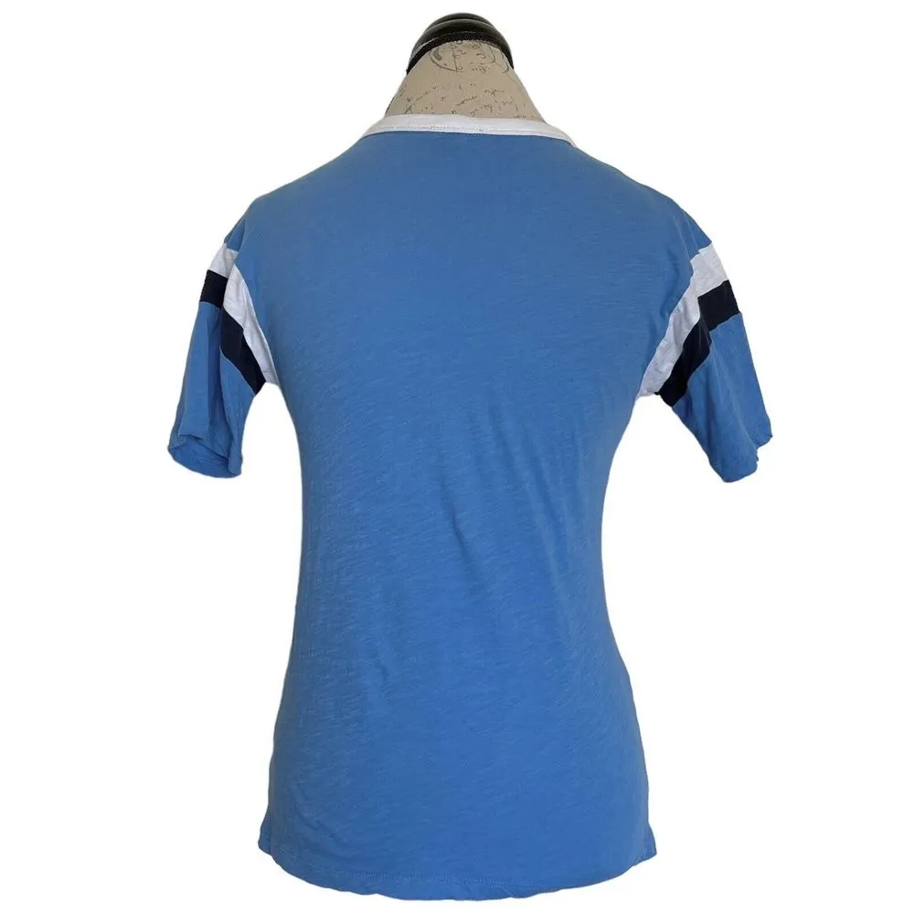 J Crew Womens Blouse Sz XXS Randy Raglan Tee Shirt Baseball Short Sleeve Striped - Image 2