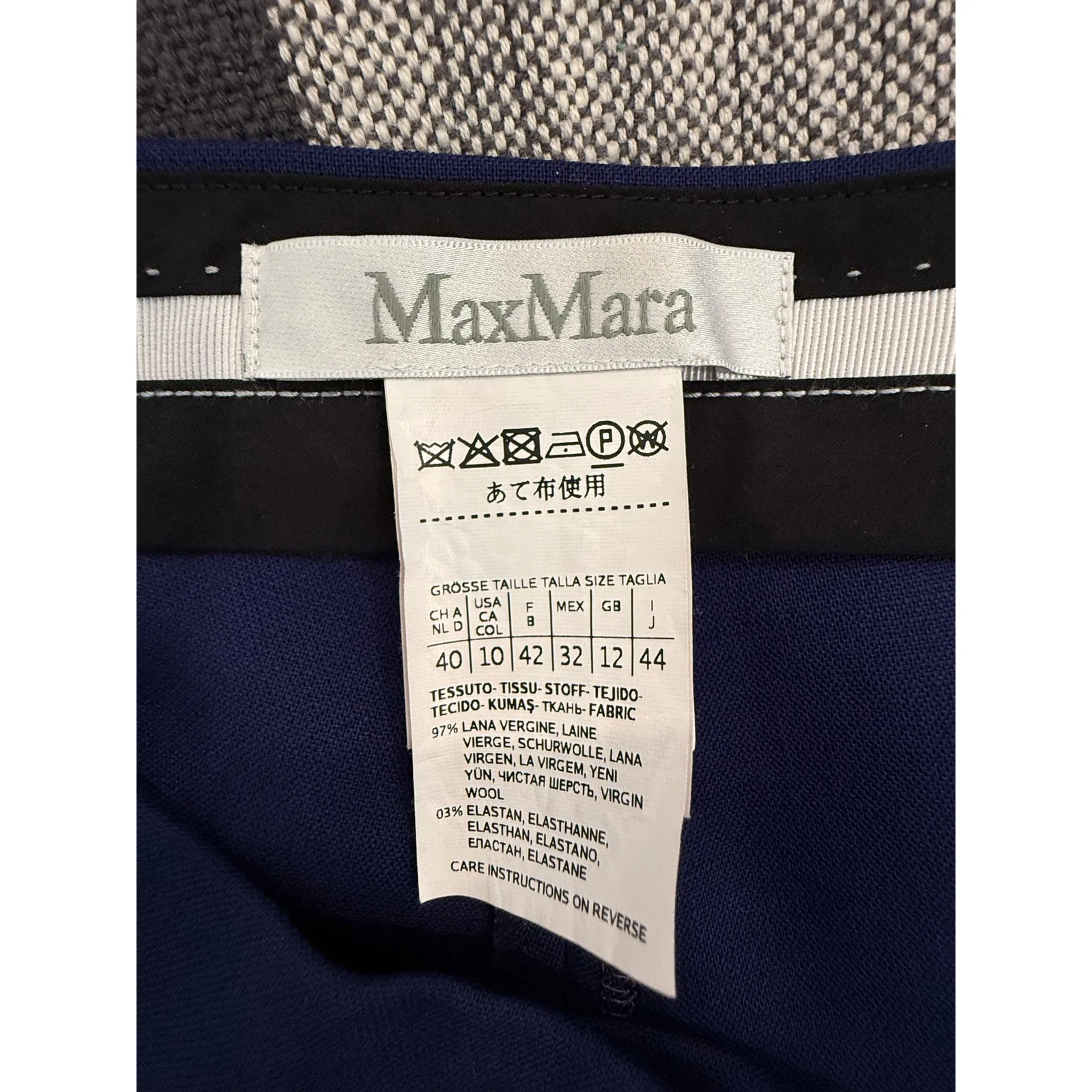Max Mara Dress Pants Blue Wool ankle straight leg Split Ankle Made in Italy Size 10 - Image 9