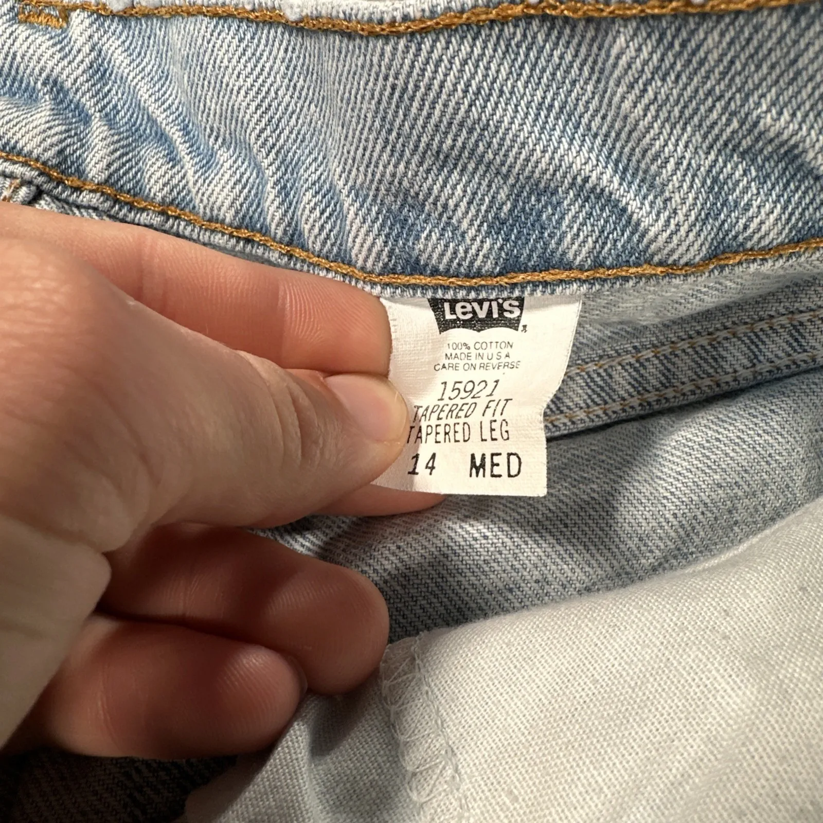 VTG Levi's Jeans Womens Size 14 Medium Blue 15921 921 Tapered Leg Orange Tab 30 - Image 13