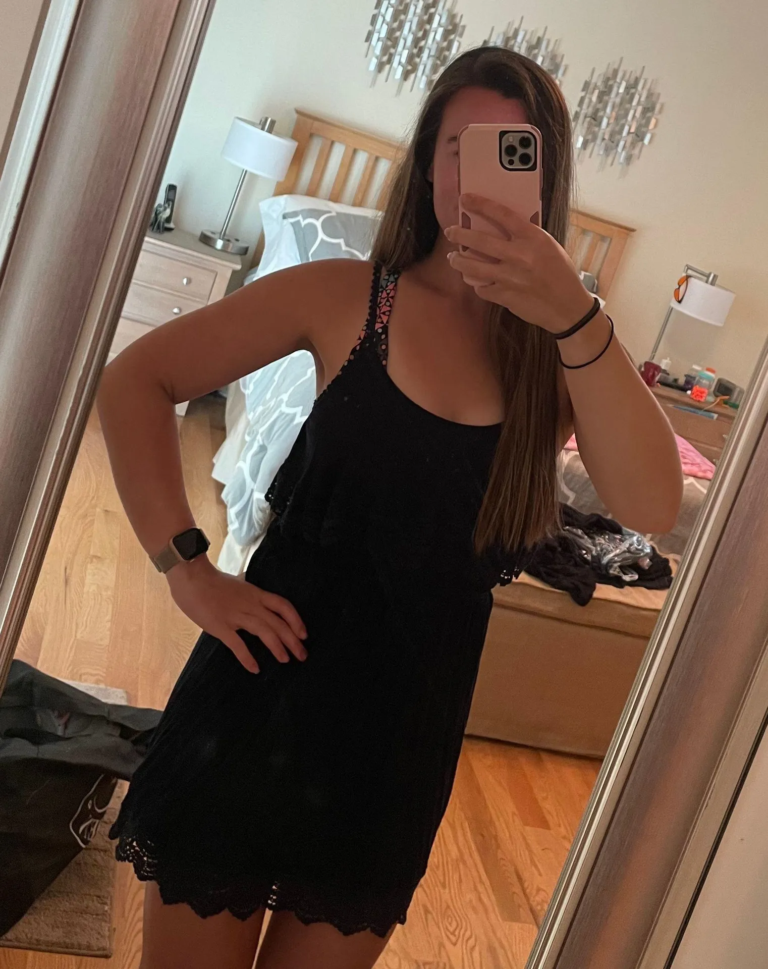 Lace Ruffle Navy Blue Dress - Image 4