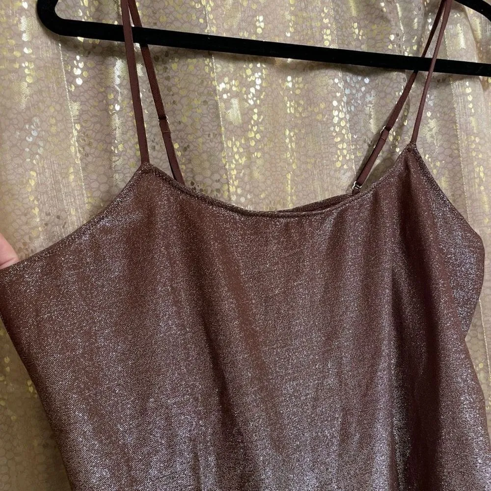 SKIMS Shimmer Glitter Brown Cocoa Cami Thong Bodysuit, 3X NWT - Image 3