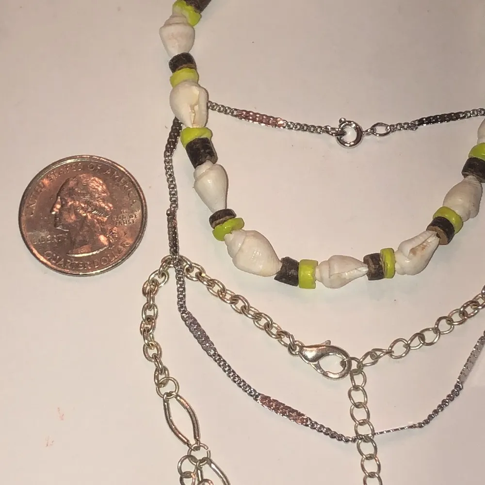 Lot of 3 Ankle Bracelets Shell Silver Tone Boho Floral Anklets - Image 3