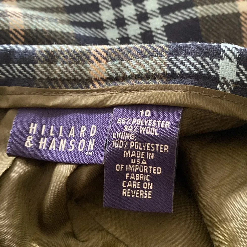 Hillard & Hanson plaid wool blend skirt blue & green size 10 - Image 5